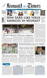 NEw SARS-likE viRUS EMERGES iN MidEASt - Kuwait Times