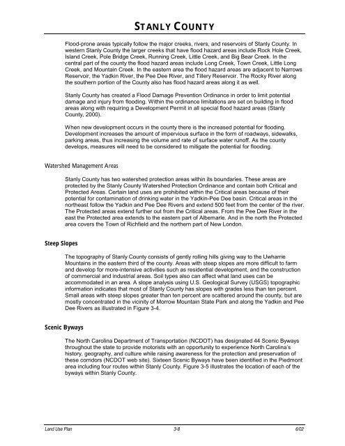 Land Use Plan – 2002 - Stanly County, North Carolina