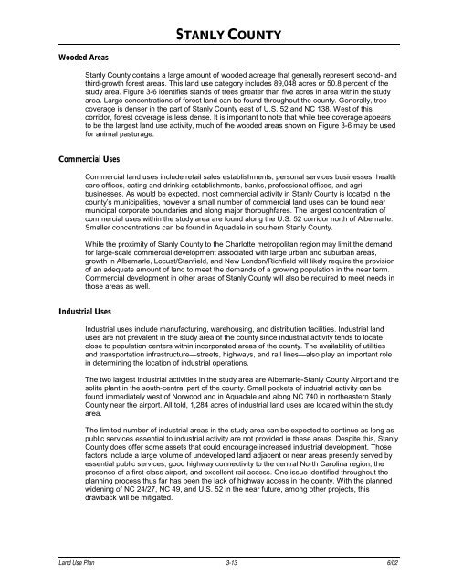 Land Use Plan – 2002 - Stanly County, North Carolina