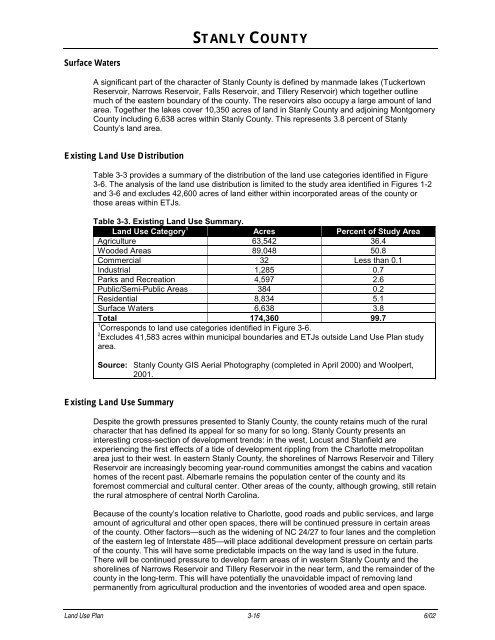 Land Use Plan – 2002 - Stanly County, North Carolina