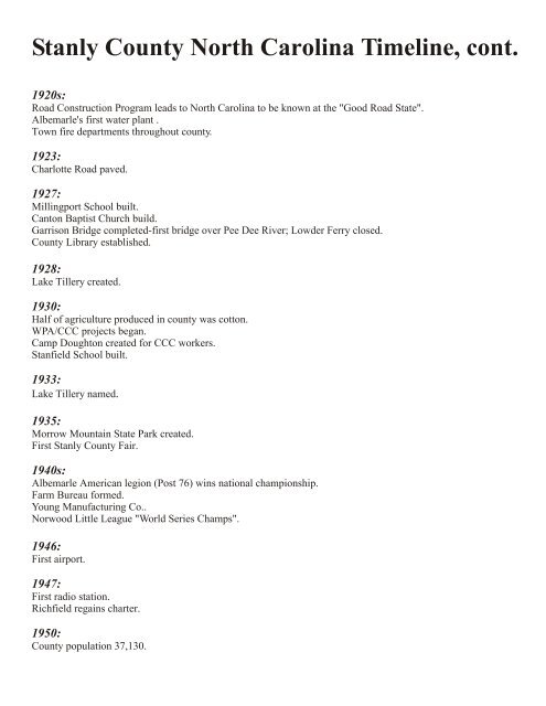 Land Use Plan – 2002 - Stanly County, North Carolina