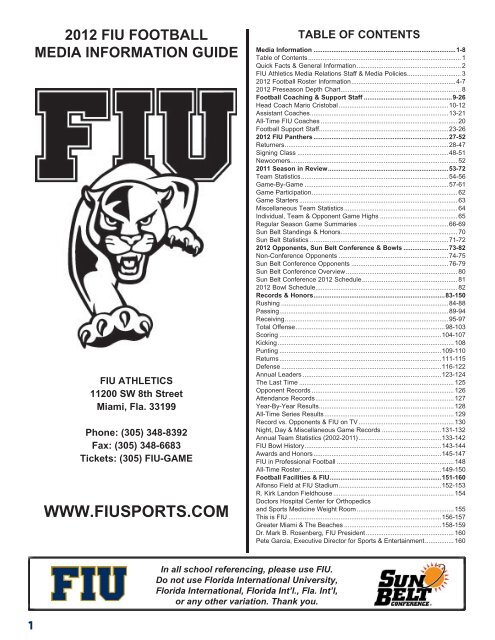 2012 FIU Football Media Information Guide - Florida International ...