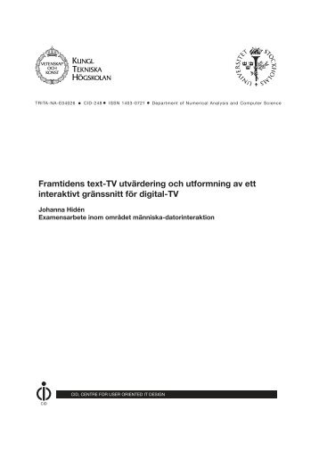 Framtidens text-TV utvärdering och utformning av ett interaktivt ...