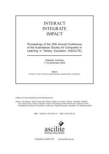 INTERACT INTEGRATE IMPACT - ascilite