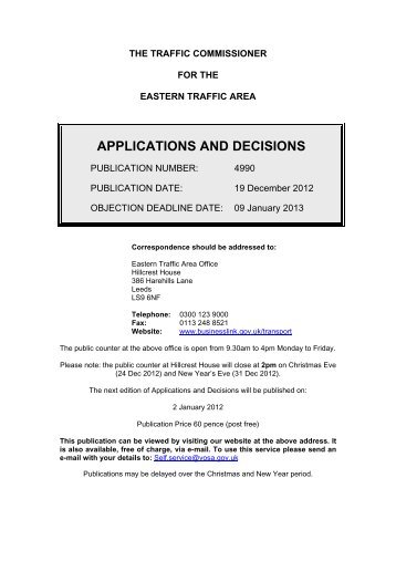 A&D 4990 - 19th December 2012 - Driver and Vehicle Licensing ...