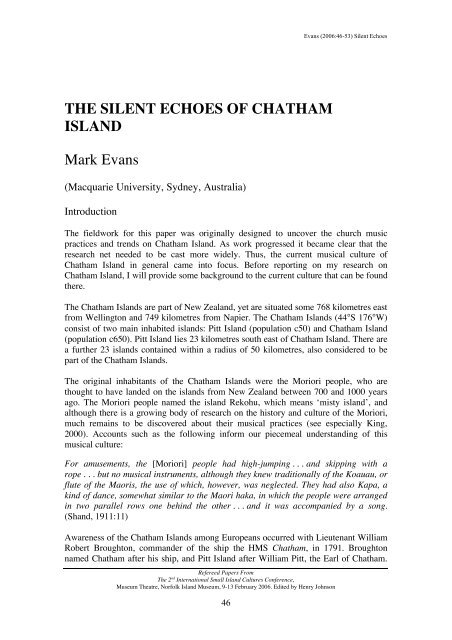 The Silent Echoes Of Chatham Island Sicri Network