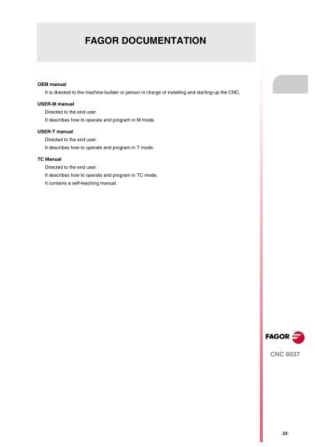 CNC 8037 - Installation manual - Fagor Automation