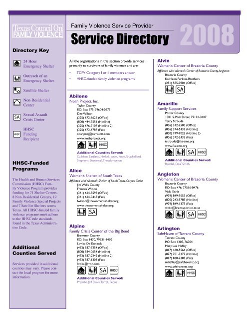Local Service Directory Service Directory - Texas Council on Family Violence