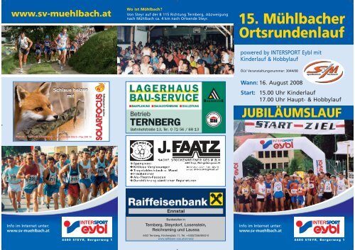 15. Mühlbacher Ortsrundenlauf - Sportverein Mühlbach