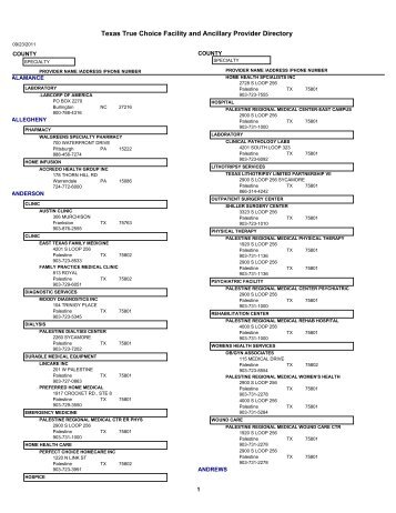 Texas True Choice Facility and Ancillary ... - Seton Health Plan