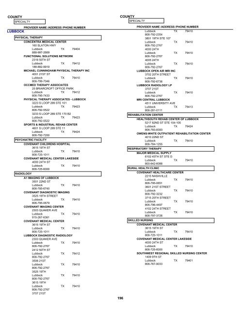 Texas True Choice Facility and Ancillary ... - Seton Health Plan