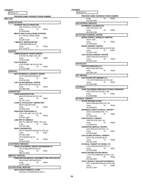 Texas True Choice Facility and Ancillary ... - Seton Health Plan