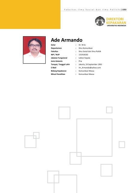 Ade Armando - Repository UI - Universitas Indonesia