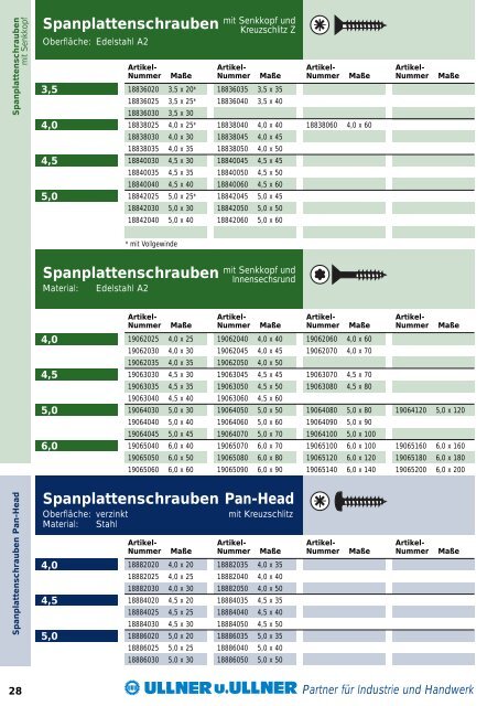 Lagerliste Befestigungstechnik - Ullner u. Ullner