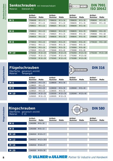 Lagerliste Befestigungstechnik - Ullner u. Ullner