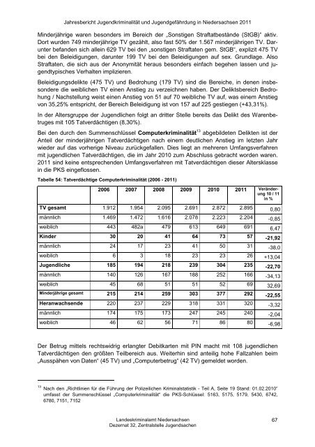 Jahresbericht Jugend 2011 - Landeskriminalamt Niedersachsen