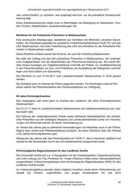 Jahresbericht Jugend 2011 - Landeskriminalamt Niedersachsen