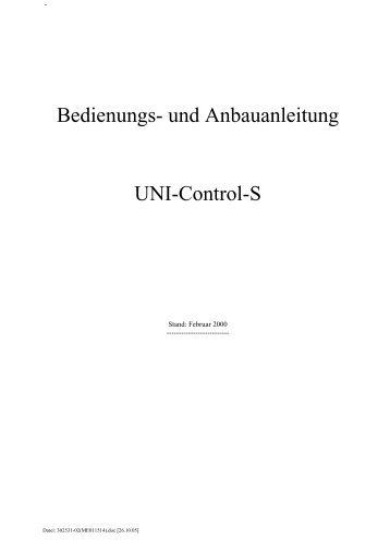 UNI-Control S - Bedienungsanleitung - Remund + Berger