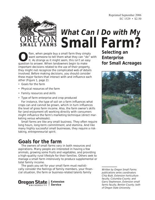 What Can I Do With My Small Farm - Oregon State University ...