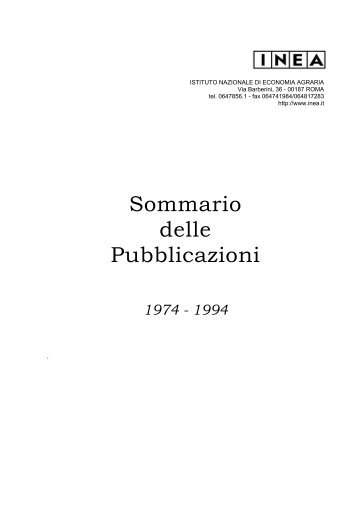 1974-1994 - Istituto Nazionale di Economia Agraria