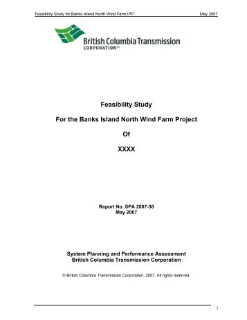 Feasibility Study For the Banks Island North Wind Farm Project Of ...