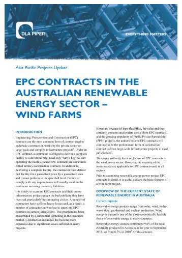 epc contracts in the australian renewable energy sector - DLA Piper
