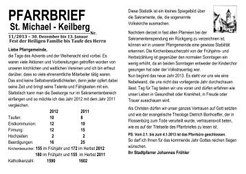 PFARRBRIEF - Pfarramt St. Michael Regensburg Keilberg - T-Online