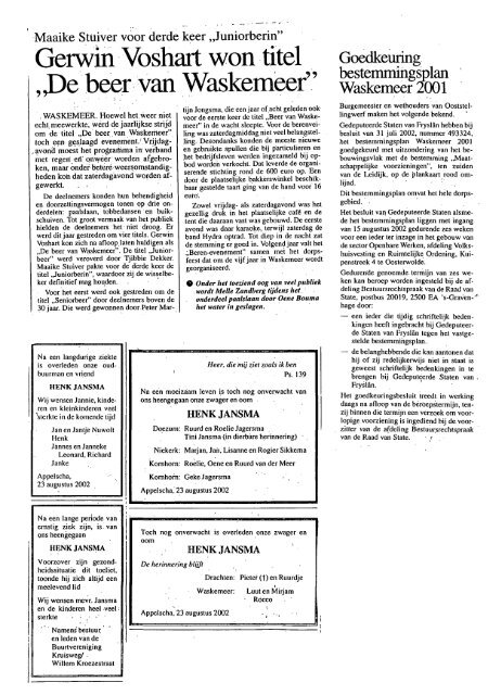 9 Waskemeer 2001 - 2004 - Gemeente Ooststellingwerf