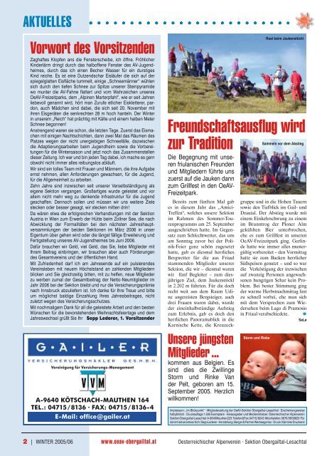 Die Mitgliederzeitung der Sektion Obergailtal-Lesachtal - OeAV