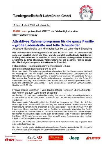 Attraktives Rahmenprogramm für die ganze Familie ... - Luhmühlen