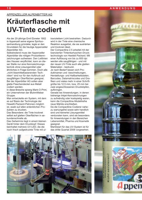 Kräuterflasche mit UV-Tinte codiert - Bluhm Systeme GmbH