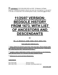 11/25/07 VERSION: BEDSOLE HISTORY FROM 1673 ... - NCGenWeb