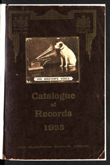 His Master's Voice General Catalogue 1925 - British Library - Sounds