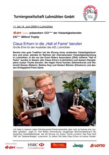 Claus Erhorn in die „Hall of Fame“ berufen - Luhmühlen