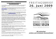 Freitagsbrief vom 26.06.2009 - Rudolf-Steiner-Schule Siegen Freie ...
