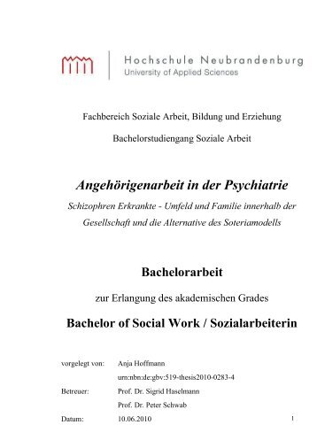Angehörigenarbeit in der Psychiatrie - Hochschule Neubrandenburg