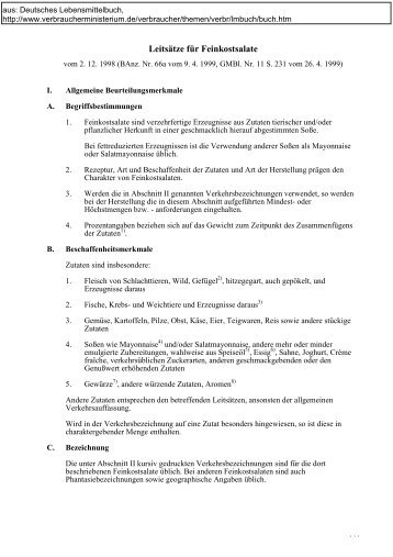 Leitsätze für Feinkostsalate im Deutschen Lebensmittelbuch