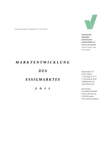 marktentwicklung des essigmarktes 2 0 1 1 - Verband der Hersteller ...