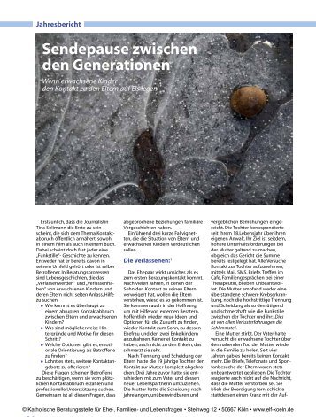 Sendepause zwischen den Generationen - Ehe-, Familien- und ...