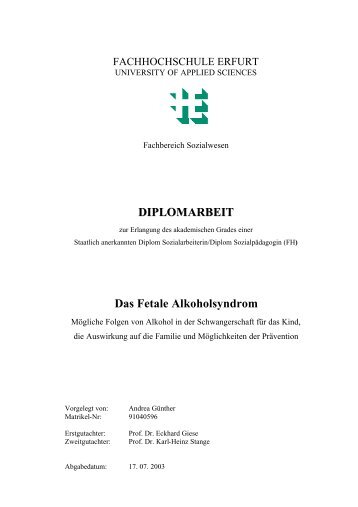 DIPLOMARBEIT Das Fetale Alkoholsyndrom - FASD - Deutschland eV