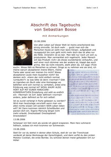 Tagebuch von Sebastian Bosse