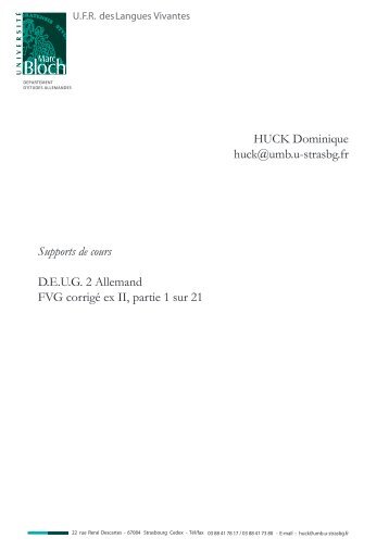Supports de cours DEUG 2 Allemand FVG corrigé ex II, partie 1 sur ...