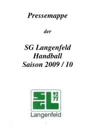 Handball Pressemappe Saison 2009-10 - SG Langenfeld