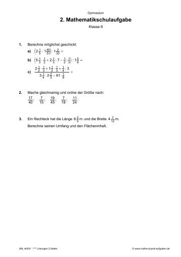 2. Mathematikschulaufgabe - Mathe-Physik-Aufgaben
