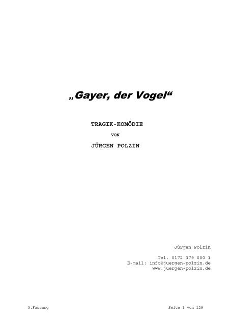 Drehbuch-Gayer der Vogel - Jürgen Polzin