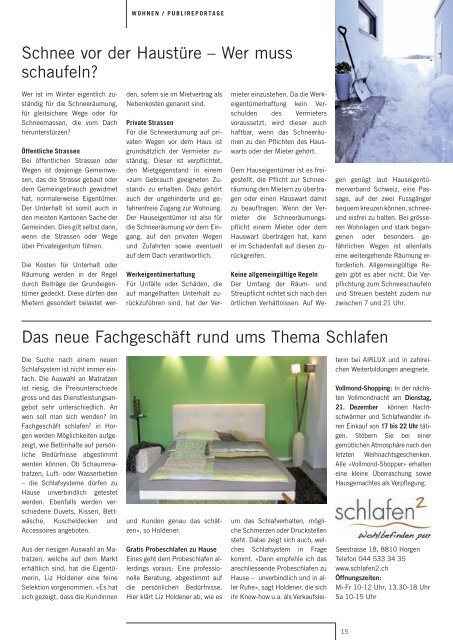 Ausgabe Dezember 2010/Januar 2011 - Zimmerberg-Magazin