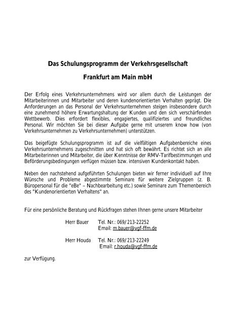 Schulungsprogramm VGF