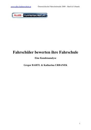 Bericht Fahrschul-Studie 2009 - auf alles-führerschein.at