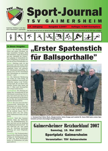 „Erster Spatenstich für Ballsporthalle” „Erster ... - TSV Gaimersheim