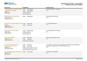 VR-BankCard PLUS: Partnerfirmen